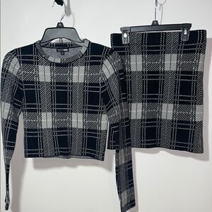 Black and Gray Plaid Two-Piece Set